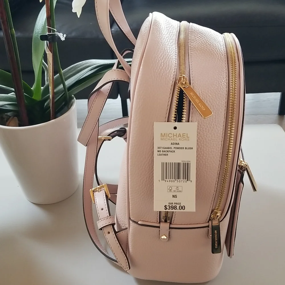 NWT Michael Kors Adina MD Leather Backpack In Powder Blush